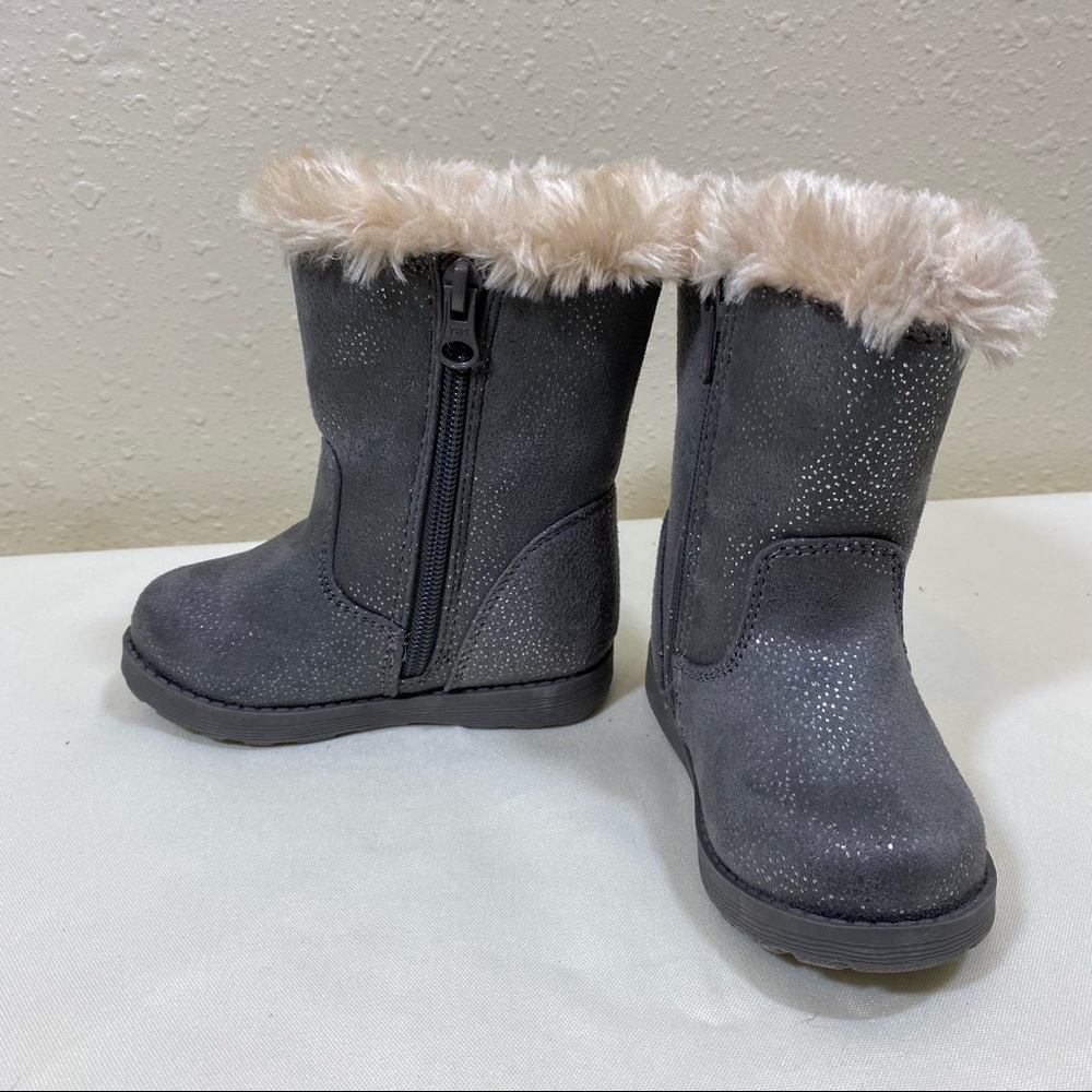 Cat and Jack girls Boots size 9 gray glittery boots faux suede, NWOT Wi… - Picture 2 of 6